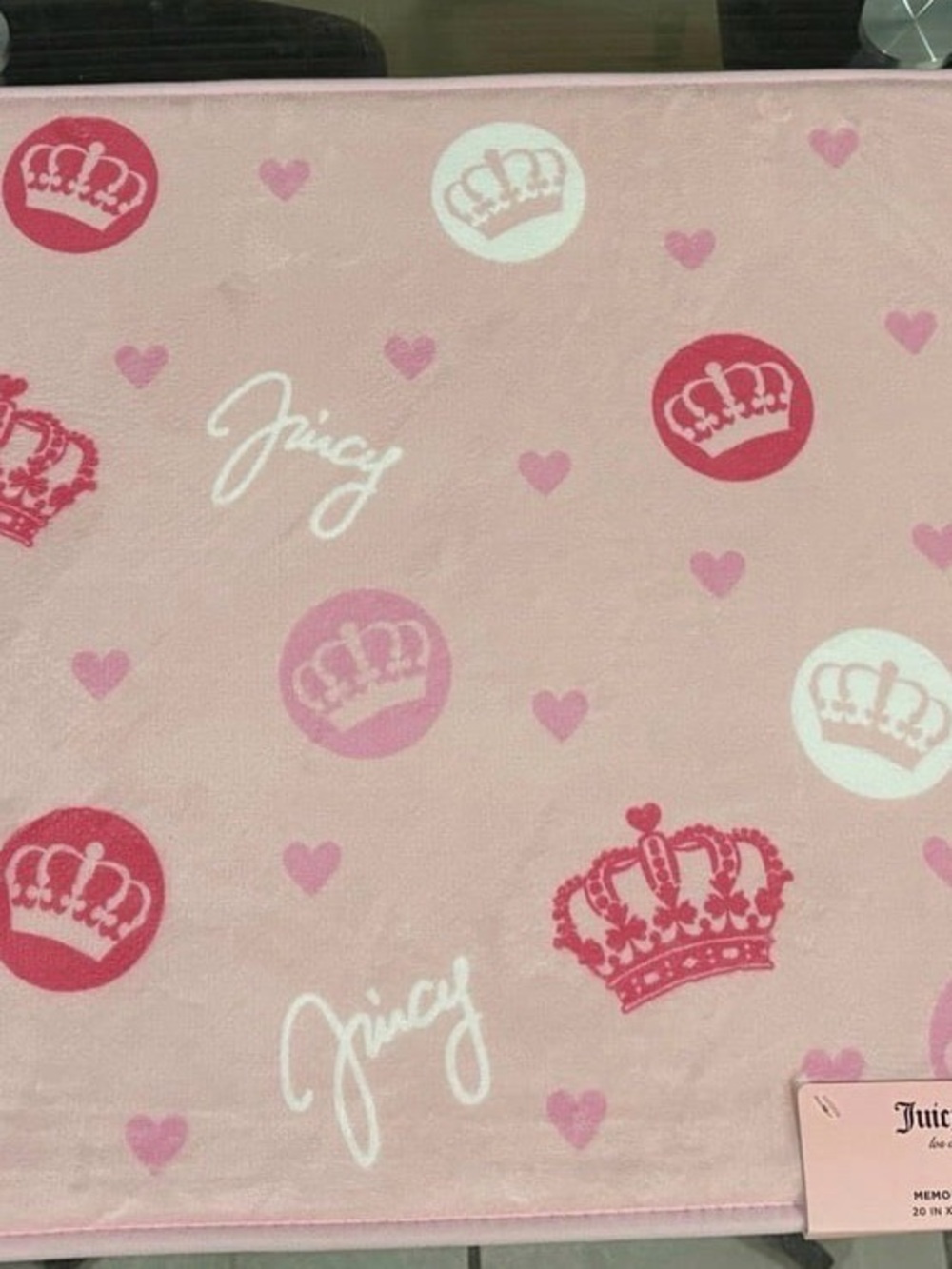 Juicy Couture Pink Crown & Heart Print bath mat